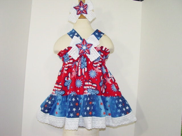 July 4th Baby Girl Toddler Dress Outfit  2T Handmade Clothes Boutique Children Clothing Patriotic Kids Clothes Ready to Ship Red White Blue