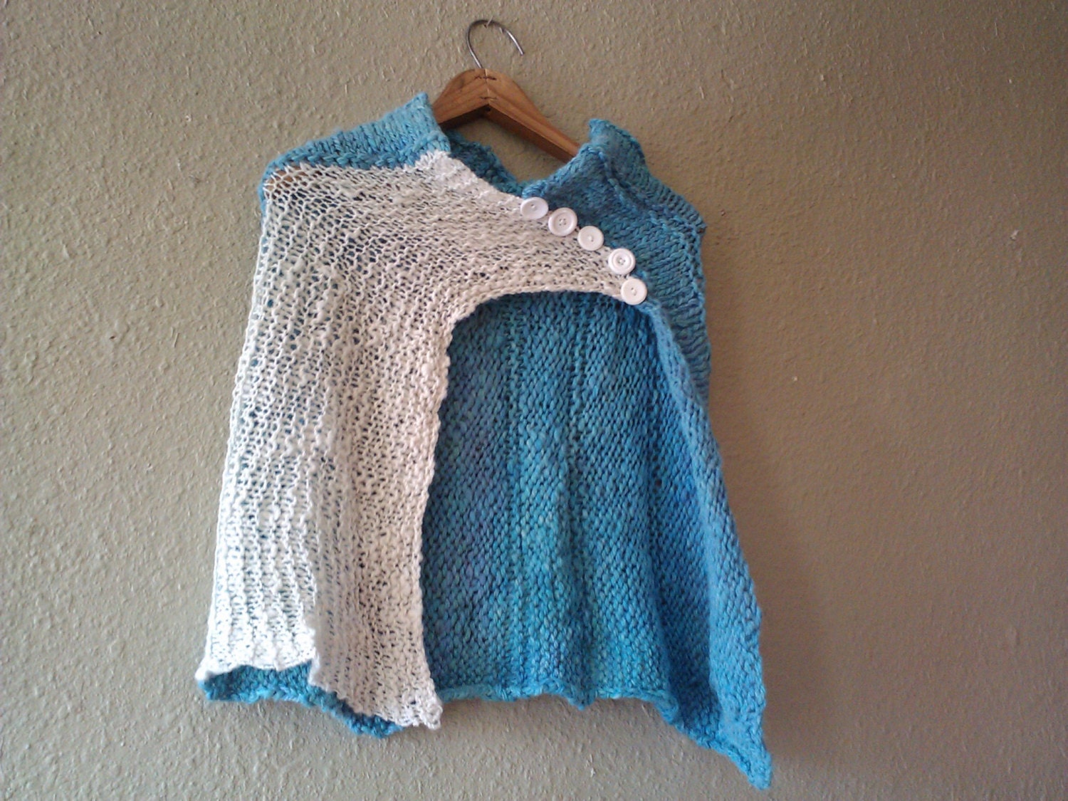 Cashmere handspun, hand dyed, hand knit beautiful caplet shawl cape scarf