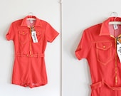 vintage 1960s romper // 60s red deadstock jumper // play suit