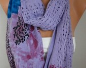 Lilac  Infinity Scarf Shawl Circle Scarf Loop Scarf Fabric Knitted Lace Scarf Gift -fatwoman