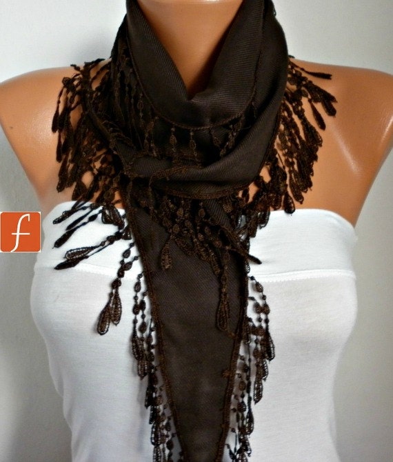 Brown Pashmina Scarf Women Shawl Scarf  Cowl Scarf Cotton Scarf - fatwoman