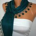 Emerald Green Scarf - Pashmina Scarf - Cowl Scarf with Lace Edge - fatwoman