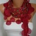 Red Scarf - Multicolor - Shawl - Cowl Scarf with Lace Edge - fatwoman