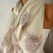 Beige Fabric Knitted Scarf - Shawl Scarf  Flower Scarf - Cowl Scarf - fatwoman