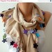 BIG SALE Beige Scarf Cotton Scarf - Cowl Scarf with felt flower - fatwoman