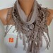 BIG SALE Beige Scarf  -  Pashmina Scarf  -  Cowl  Scarf with Lace Edge - fatwoman - LOVE - Heart