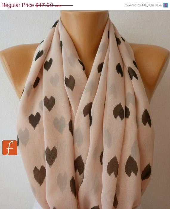 BIG SALE Infinity Scarf Shawl Circle Scarf Loop Scarf Gift -fatwoman - LOVE - Heart