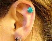 Turquiose Rose Flower 316L Surgical Steel Cartliage Earring Tragus Helix Piercing