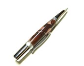 Hand Turned Pen - Elegant Sierra - Ballpoint - Maroon Pink Acrylic - Chrome Hardware - Satin Chrome Accents - Black Ink - Velvet Pouch