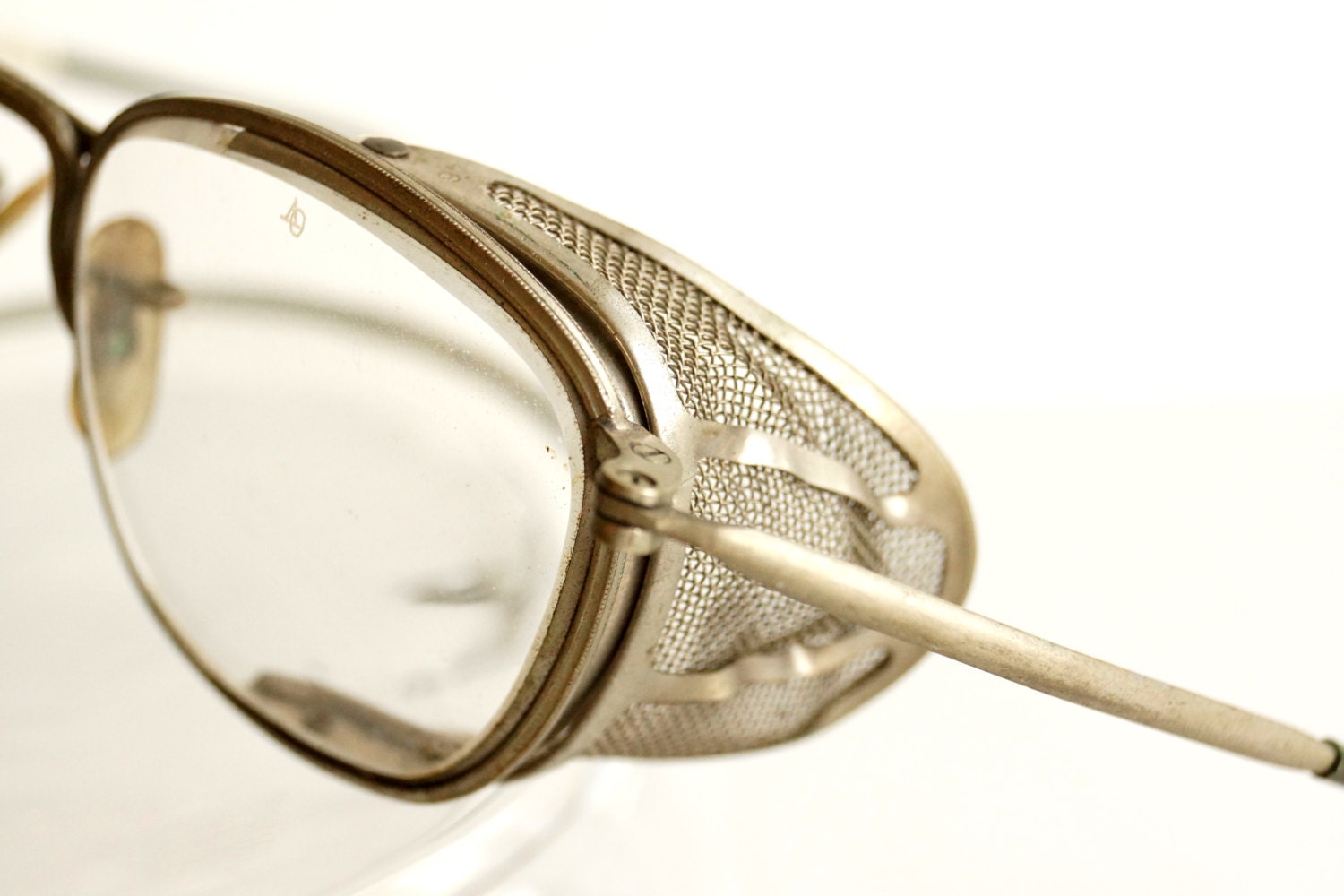 Vintage / Antique Safety Goggles / Glasses with Wire Mesh Sides - Collectible, Steampunk Spectacles / Eyeglasses