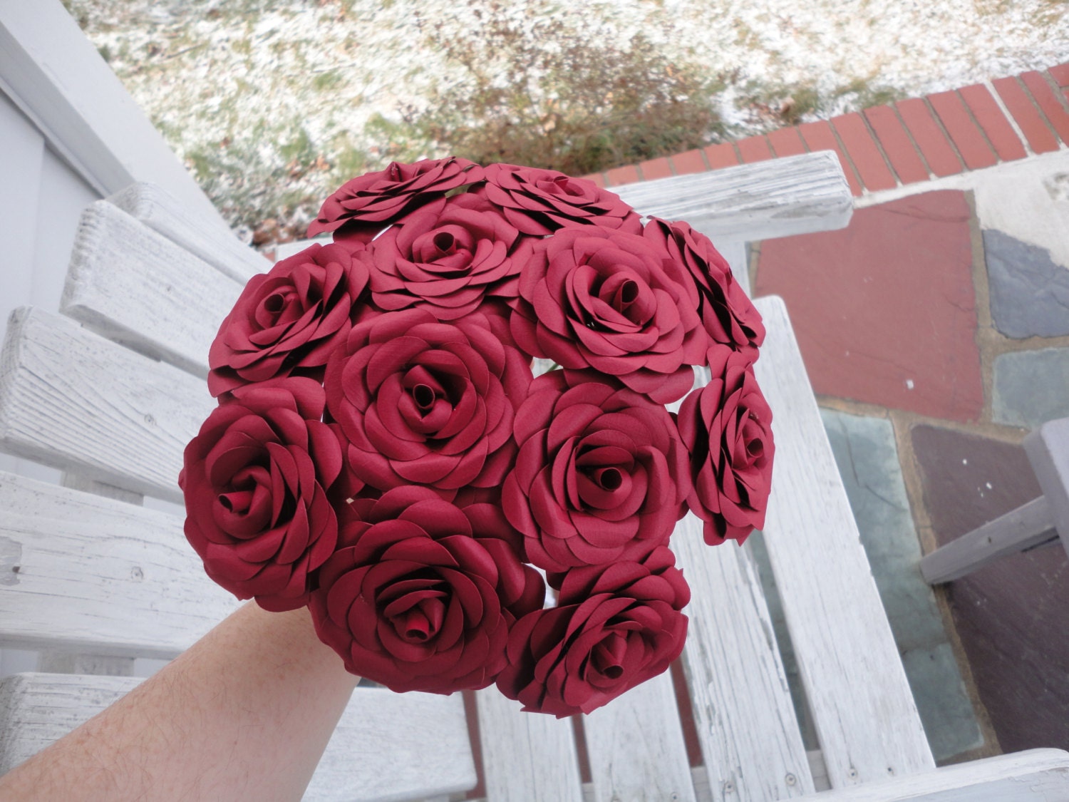 Red Roses Wedding - Dozen Paper Roses   Paper  Flowers Valentine's Day Anniversary