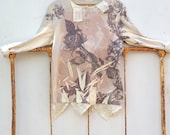 summer art nouveau soft tan ecru Boho rose Romantic Mohair  Vintage Linen Glitter Party shrug  Shabby Chic Girl sweater