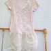 soft peach pink pale natural flowers lace party bridesmaid wedding apparel rustic Upcycled j crew tunic