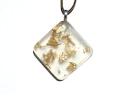 Upcycled / Recycled / Glass / Resin / Gold Leaf / Pendant / Silver Bail