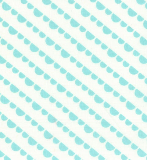 Happy Go Lucky by Bonnie and Camille for Moda - Jump in Aqua on White - 1/2 Yard