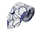 Necktie - Big Flowers Pale Grey, Navy and Lime