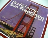 Personalized San Francisco Wedding Poster FRAMED ART Unique Wedding Present Custom Wedding Gift Art Deco Wedding Print Vintage Travel Poster
