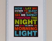 Bedtime Prayer, Modern Art Print, Typography, Nursery wall decor, Kids Wall Art-8x10