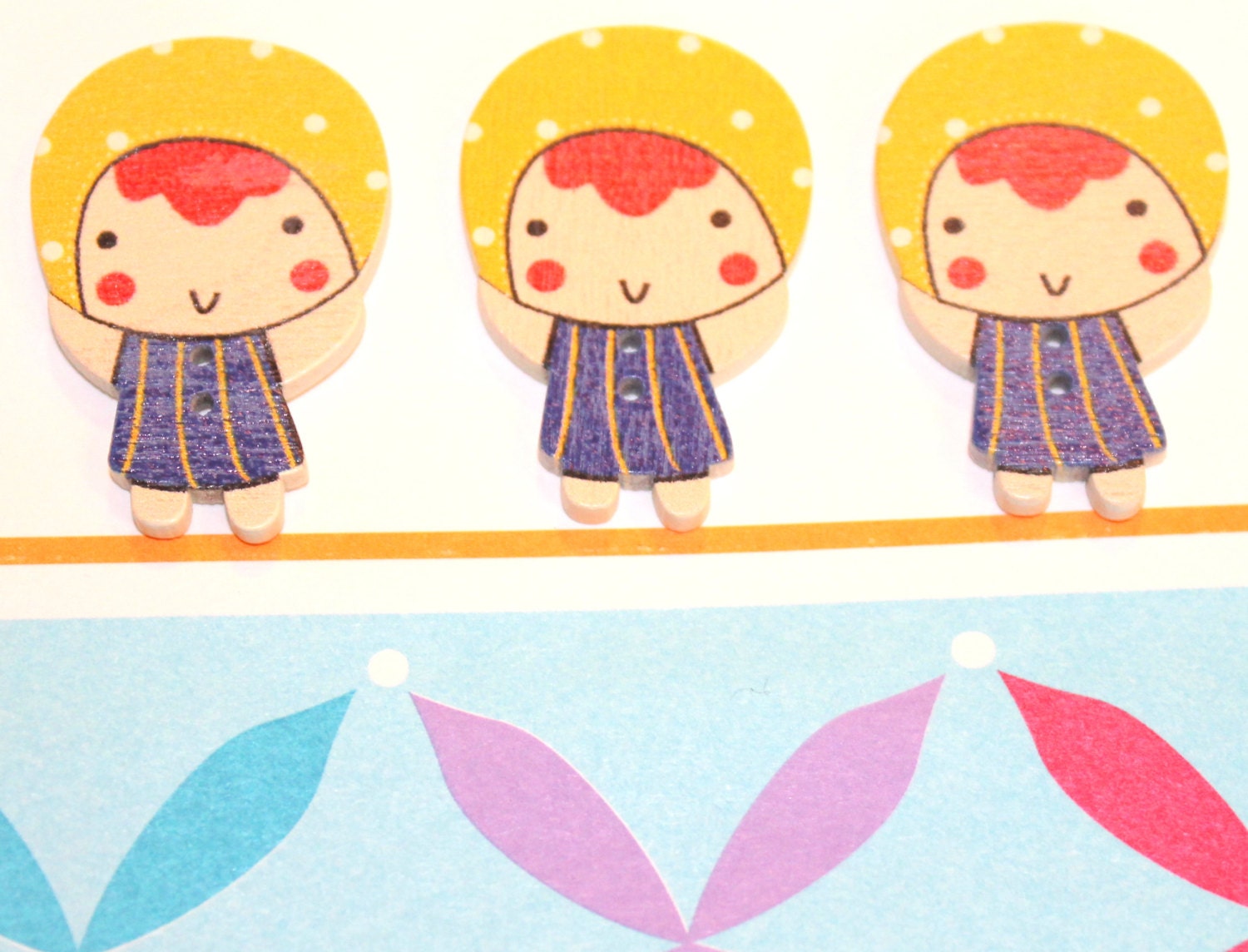 Buttons, Wooden Buttons, Girlie Girl, Craft Buttons