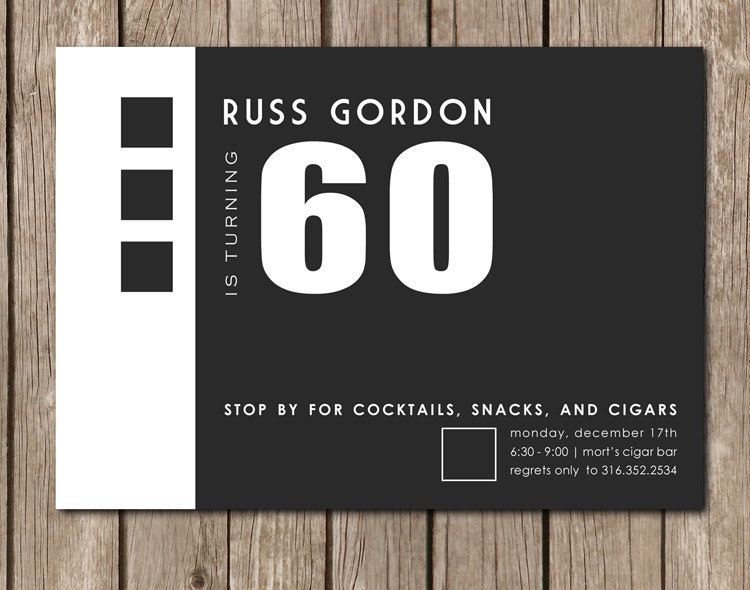 Modern Birthday Invitation - perfect for any birthday or retirement party - customized to any color (DEPOSIT)