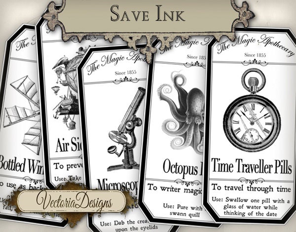 15 economic Large Steampunk Apothecary Bottle Labels 4.5 x 2.23 inch Jar Labels Halloween digital collage sheet VD0399