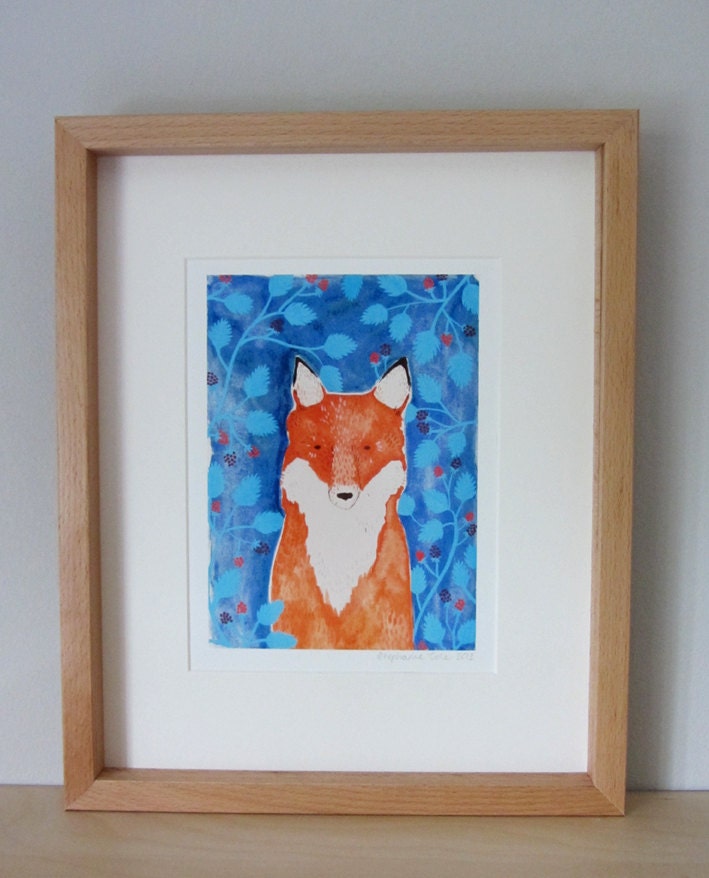 A5 Giclee print: Fox and brambles illustration