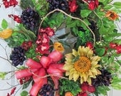 Xl Exceptional Door Wreath With Bright Sunflowers, Tulips and Orchids.  Exceptional Wreaths.