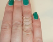 Silver Knuckle Rings, Mid Finger Rings, Midi Rings, Chevron Rings, Set of 3, Adjustable