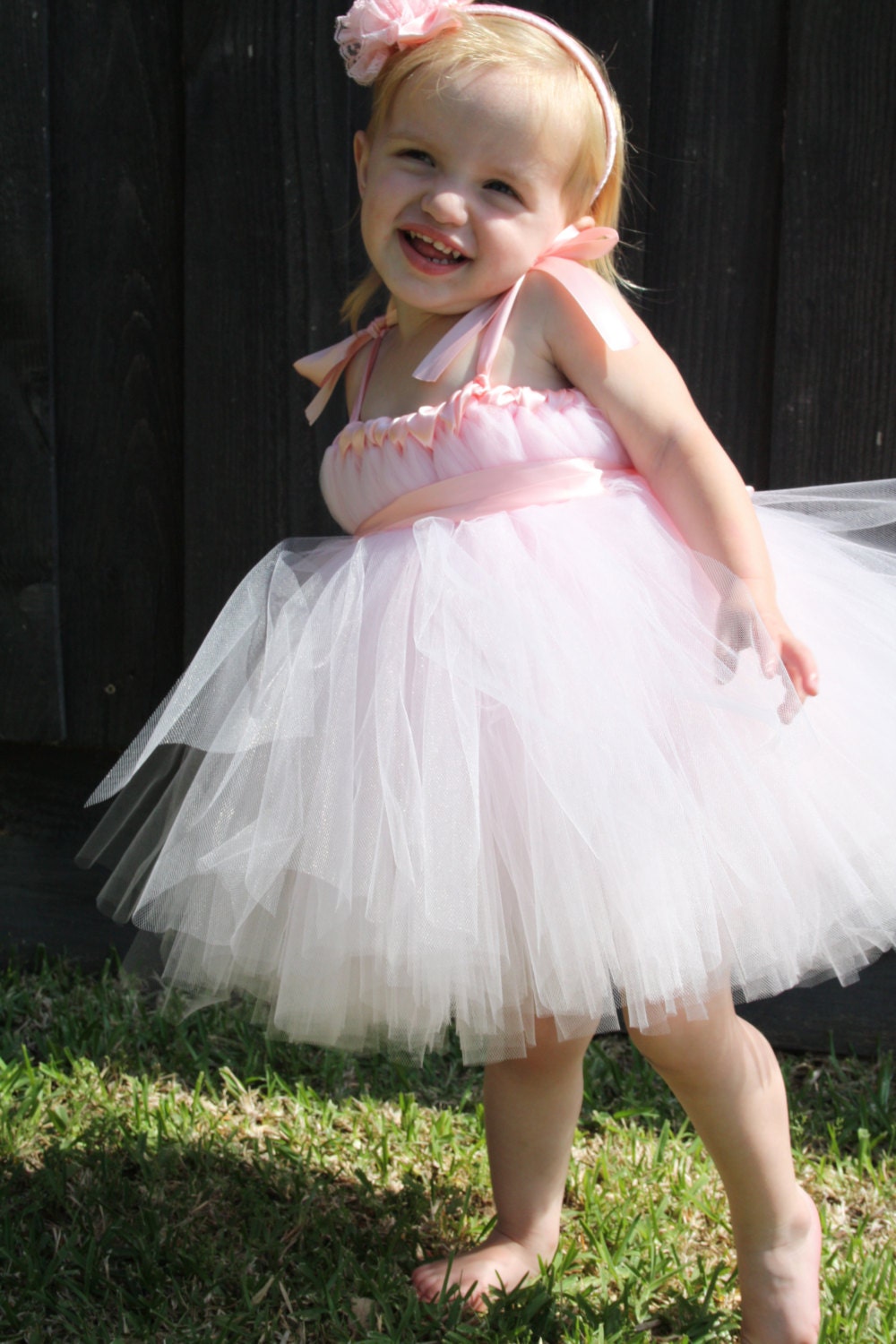 BLUSH / PALE PINK Tutu Dress - Flower Girl Dress - Birthday/Special Occasion - Size 12month-5T