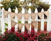 Baby Shower Burlap Banner REVERSIBLE - Bonjour Bebe Pennant Bunting
