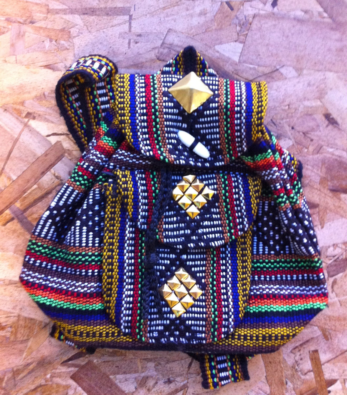 Black Mix Studded Mini Festival Backpack
