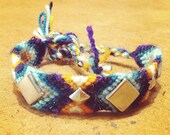 Silver Green Purple Orange Party Studded Friendship Bracelet