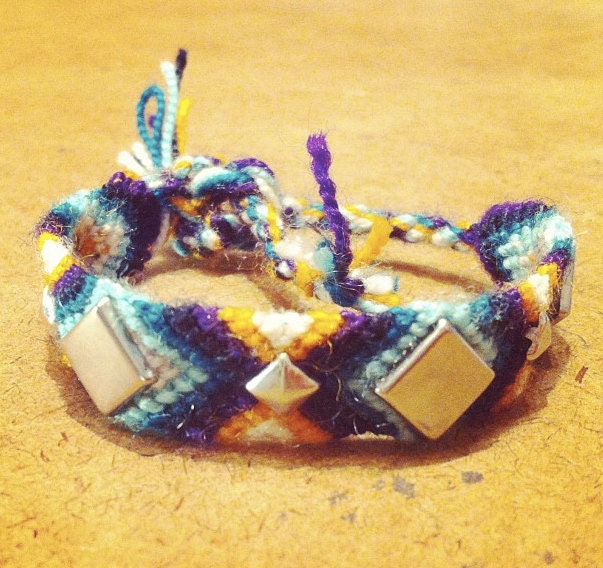 Silver Green Purple Orange Party Studded Friendship Bracelet