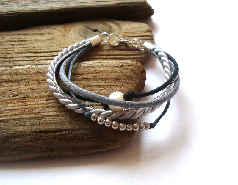 Friendship bracelet , modern bracelet , gray bracelet , cord bracelet , summer fashion