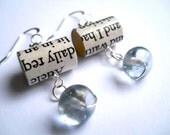 Bookworm Earrings Ice Blue, made from recycled book pages