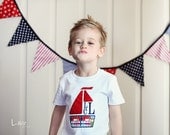 NAUTICAL Bunting/Banner, perfect fabric bunting for boys room in Navy, Red and white pennant flags