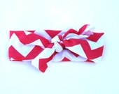 NEW 2013 WRAP COLLECTION -Hot Pink/White Chevron print head wrap/scarf / headband / adult / spring / summer / nautical