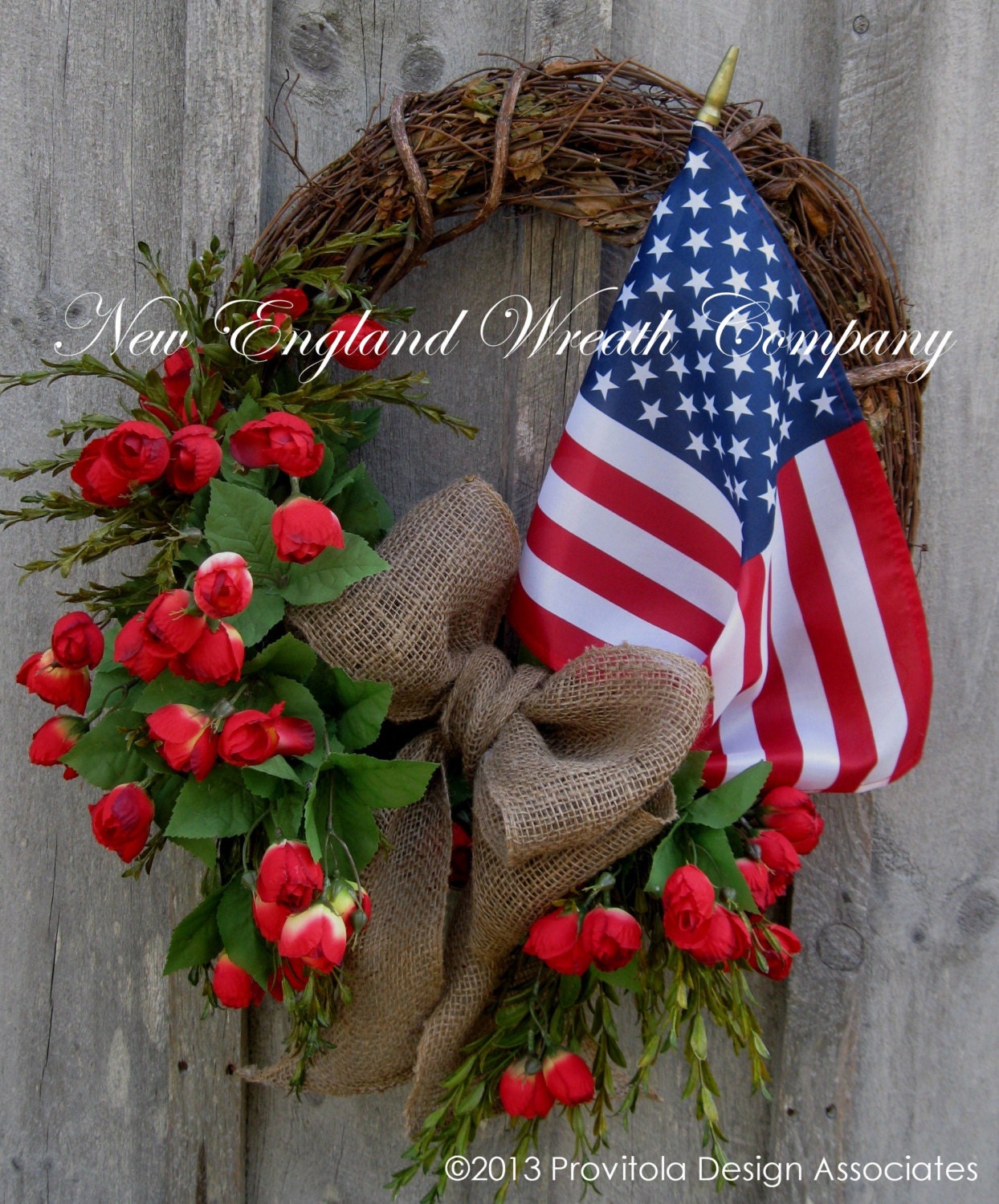Patriotic Wreath, Americana, Summer Wreath, Fourth of July, Country Cottage, American Flag Wreath