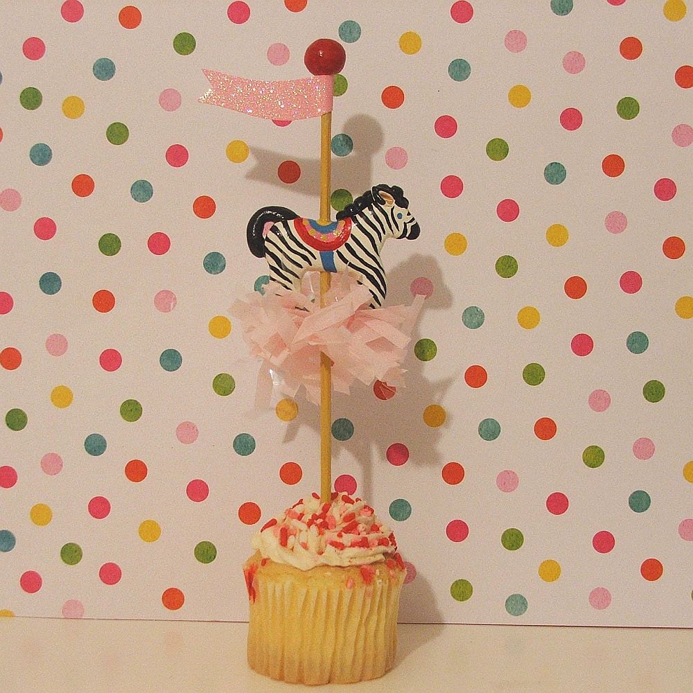 Single Carousel Zebra Cupcake Topper/Pick Il_170x135