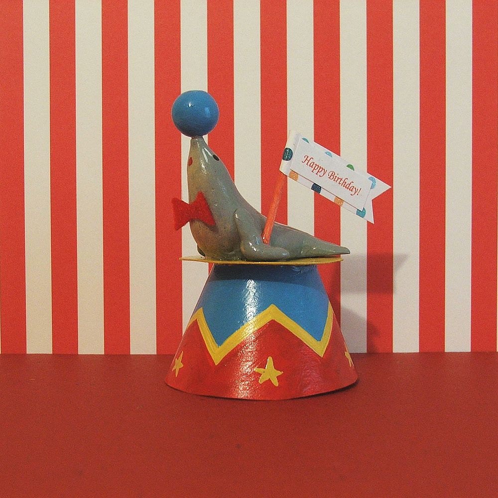 Single Seal Circus Cupcake Topper Il_570xn