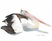 Pelican Painting ORIGINAL watercolor painting