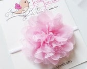 Princess Pink Shabby Chic Shredded Lace Flower Infant Toddler Girls Headband
