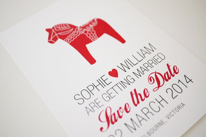 DIY Printable Save the Date Invitation - Swedish Dala Horse