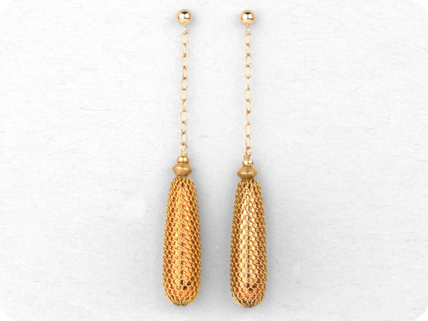 Gold Filled, Long Dangle Drop, Statement Earrings. - crimsonandfinch