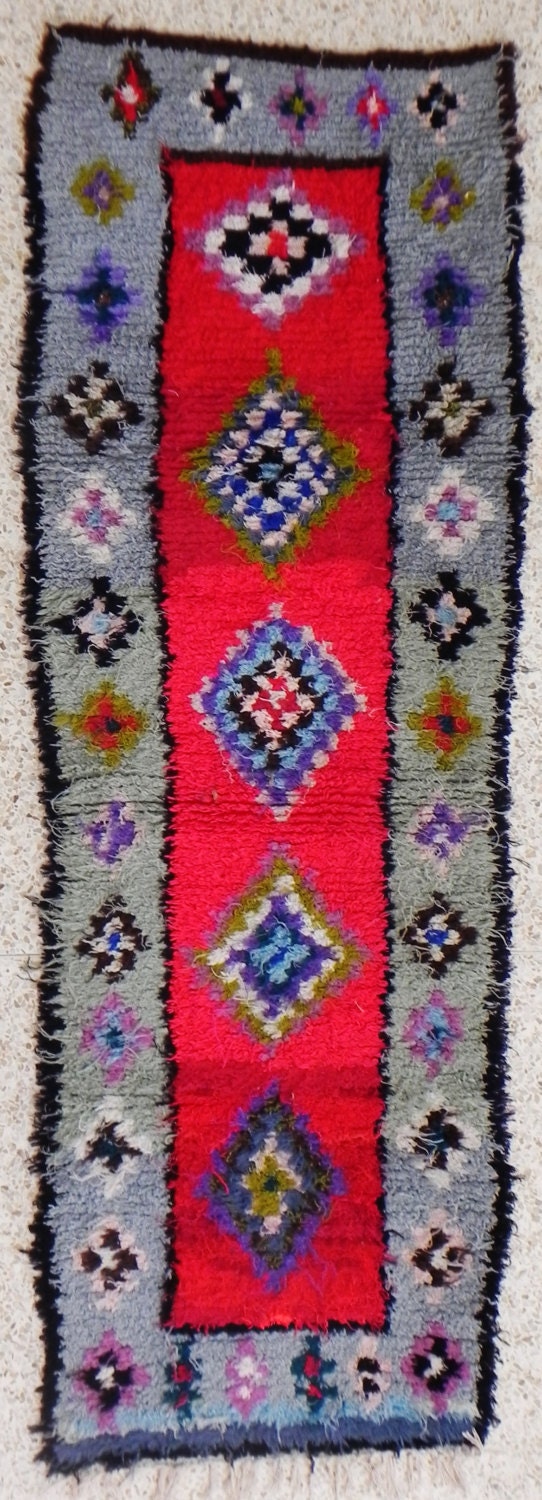 CORRIDOR  RUG BOUCHEROUITE from Morocco called also boucharouette berber tribal art, moroccan carpet