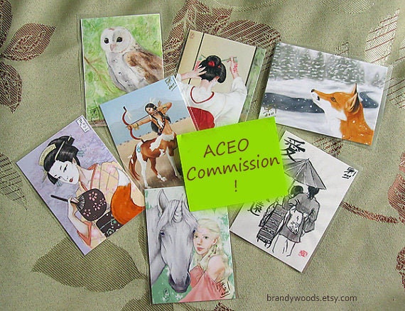 Graphite Pencil B&W ACEO Custom Art Card Commission - Brandy Woods