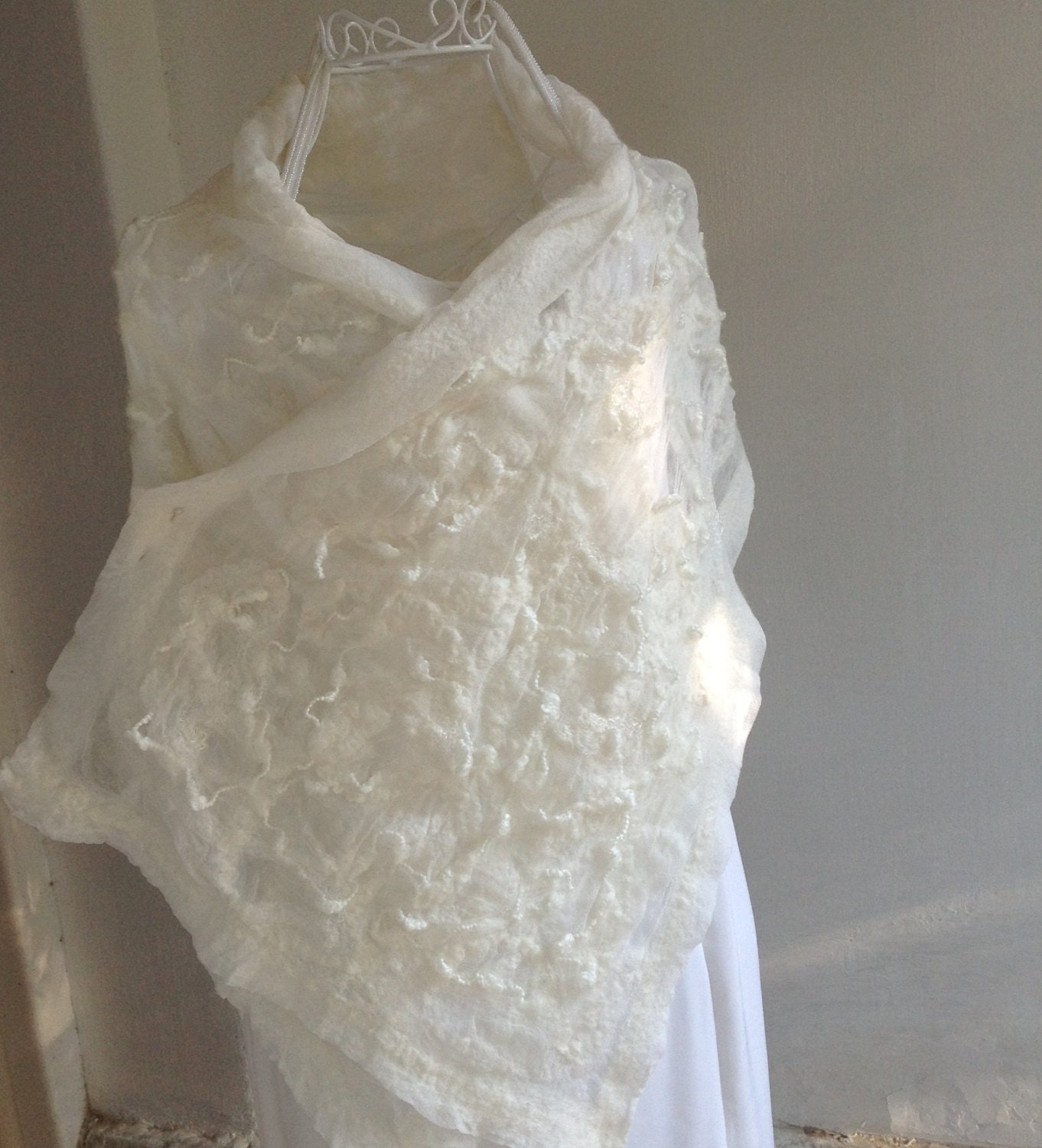 Bridal shawl, cream lace wedding wrap/ bridal accessories / wedding shrug bolero