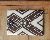 iPad mini case - iPad mini sleeve - Tribal - Geometric - Beige and brown - OOAK