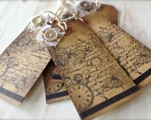 Handmade Tags - Set of 12 Large Vintage Inspired Kraft Gift Tags - Stamped and Distressed Tags - Paper Ephemera - Gifts