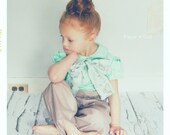 Girls Pants: Mauve Ruffle Top Wide Leg Trousers from the Autumn Winter Collection by Fleur and Dot